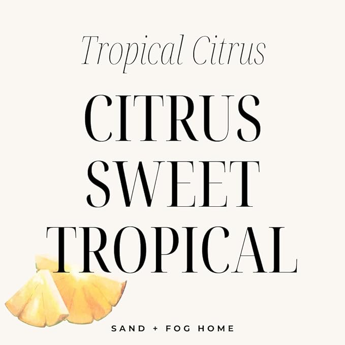 Sand + Fog Scented Candle - Tropical Citrus - Additional Scents and Sizes – 100% Cotton Lead-Free Wick - Luxury Air Freshening Jar Candles - Perfect Home Décor for Your Cocktail Table – 23 oz