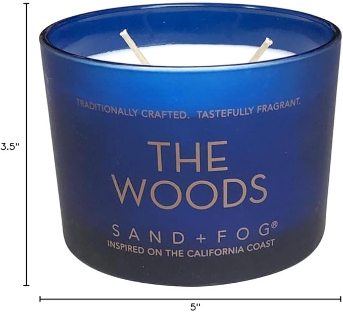 Sand + Fog Scented Candle - The Woods – Additional Scents and Sizes – 100% Cotton Lead-Free Wick - Luxury Air Freshening Jar Candles - Perfect Home Decor – 12oz