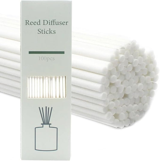 100PCS Aromatherapy Volatile Sticks，Reed Diffuser Sticks 3mm in Diameter, Rattan Wood Sticks Essential Oil Aroma Diffuser Sticks Refill Replacement for Aroma Fragrance (White, 8 in)