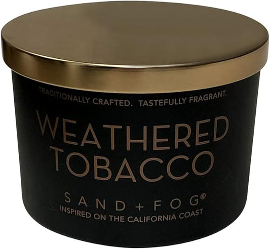 Sand + Fog Scented Candle - Weathered Tobacco – Additional Scents and Sizes – 100% Cotton Lead-Free Wick - Luxury Air Freshening Jar Candles - Perfect Home Decor – 12oz