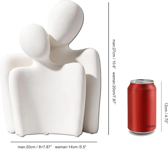 Katoonx Hugging Couple Statues Ceramic Lover Figurine Characters Coffee Table Decor (White)