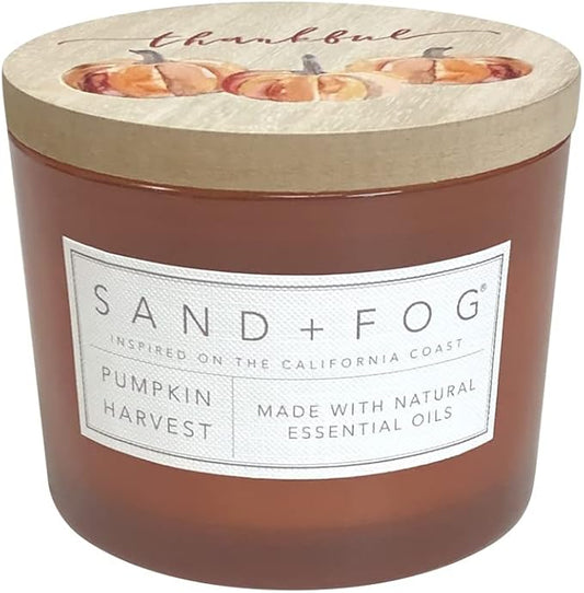 Sand + Fog Scented Candle - Pumpkin Harvest – Additional Scents and Sizes – 100% Cotton Lead-Free Wick - Luxury Air Freshening Jar Candles - Perfect Home Decor – 12oz