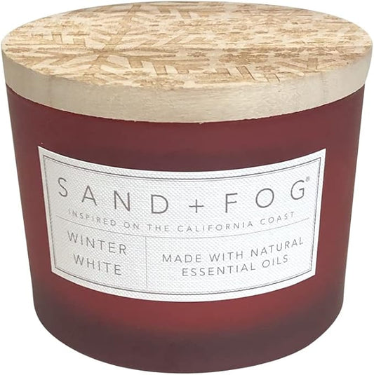 Sand + Fog Scented Candle - Winter White – Additional Scents and Sizes – 100% Cotton Lead-Free Wick - Luxury Air Freshening Jar Candles - Perfect Home Decor – 12oz - Holiday Scents