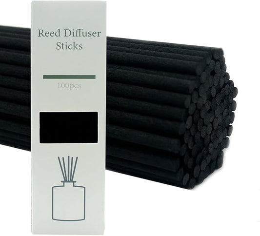 100PCS Aromatherapy Volatile Sticks，Reed Diffuser Sticks 3mm in Diameter, Rattan Wood Sticks Essential Oil Aroma Diffuser Sticks Refill Replacement for Aroma Fragrance (Black, 8 in)