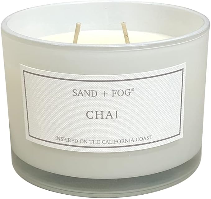 Sand + Fog Scented Candle - Chai – Additional Scents and Sizes – 100% Cotton Lead-Free Wick - Luxury Air Freshening Jar Candles - Perfect Home Decor – 12oz