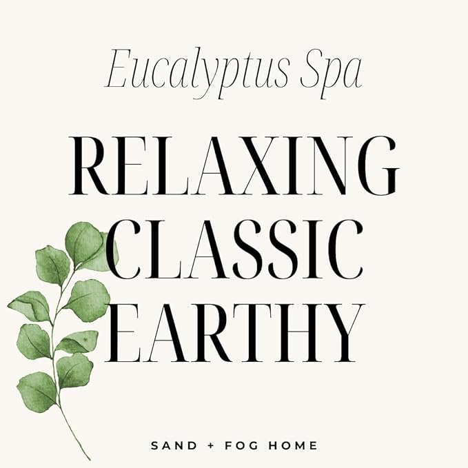 Sand + Fog Scented Candle - Eucalyptus Spa - Additional Scents and Sizes – 100% Cotton Lead-Free Wick - Luxury Air Freshening Jar Candles - Perfect Home Décor for Your Cocktail Table – 23 oz