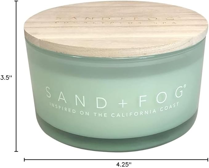 Sand + Fog Scented Candle - Eucalyptus Spa - Additional Scents and Sizes – 100% Cotton Lead-Free Wick - Luxury Air Freshening Jar Candles - Perfect Home Décor for Your Cocktail Table – 23 oz