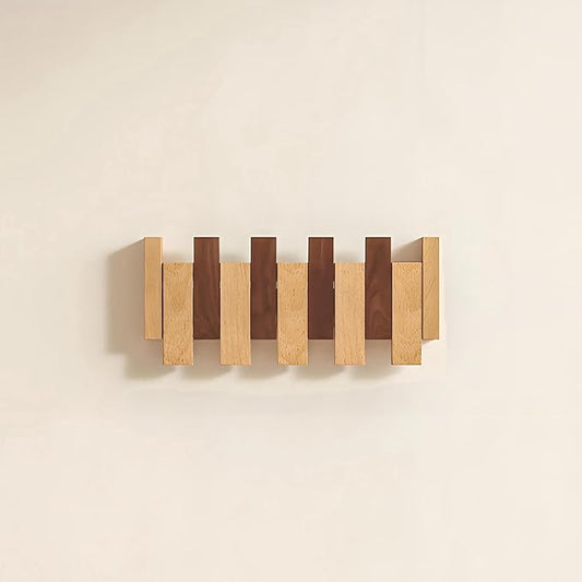 Wooden Wall Hooks,Beech Wood Coat Rack with Magnetic Closure with 4 Hooks, 45° Angle Rust-Proof Entryway Hooks for Sturdy Hanging, Eco-Friendly Finish for Hallway, Bedroom, Bathroom