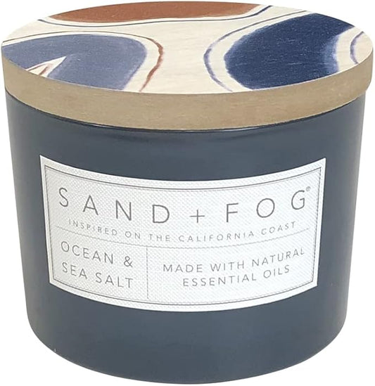 Sand + Fog Scented Candle - Ocean & Sea Salt – Additional Scents and Sizes – 100% Cotton Lead-Free Wick - Luxury Air Freshening Jar Candles - Perfect Home Decor – 12oz
