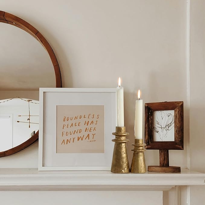 Vintage Brass Handcrafted Iron Taper Candle Holders - Set of 2 Decorative Candle Stands for Weddings, Dining, and Parties