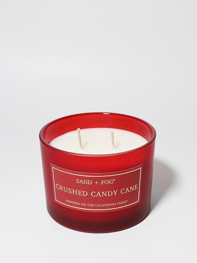 Sand + Fog Scented Candle - Crushed Candy Cane – Additional Scents and Sizes – 100% Cotton Lead-Free Wick - Luxury Air Freshening Jar Candles - Perfect Home Decor – 12oz …