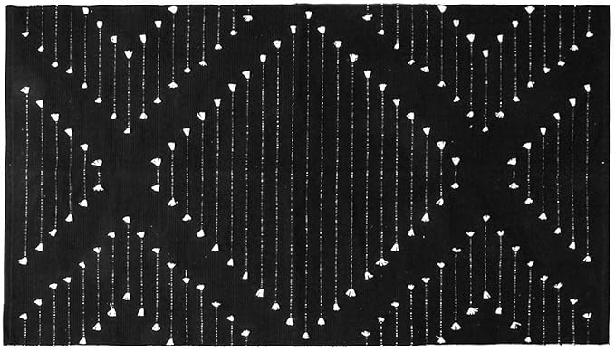LIVEBOX Boho Black Rug for Kitchen,3x5 Washable Area Rug for Entryway,Moroccan Cotton Throw Rugs Morden Indoor Carpet Door Mat for Bedroom Laundry Room Hallway Halloween Decor