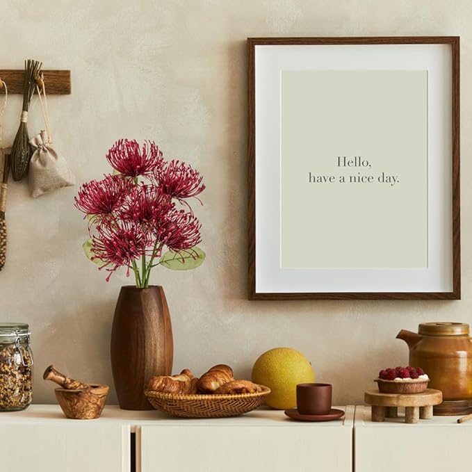 Briful 6PCS Artificial Chrysanthemum Fall Flowers 4'' Faux Pincushion Flower Large Spider Mums Autumn Flowers for Home Décor Centerpiece Wedding Bouquet (Burgundy)