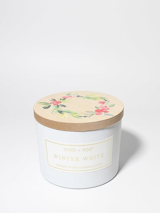 Sand + Fog Scented Candle - Winter White – Additional Scents and Sizes – 100% Cotton Lead-Free Wick - Luxury Air Freshening Jar Candles - Perfect Home Decor – 12oz