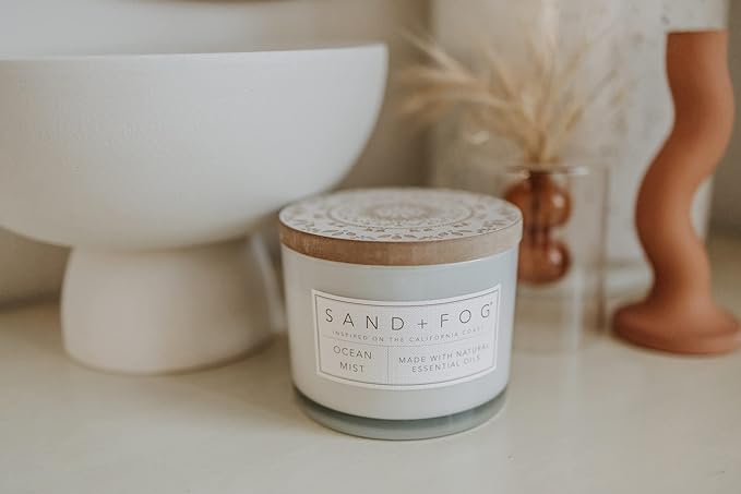 Sand + Fog Scented Candle - Winter White – Additional Scents and Sizes – 100% Cotton Lead-Free Wick - Luxury Air Freshening Jar Candles - Perfect Home Decor – 12oz - Holiday Scents