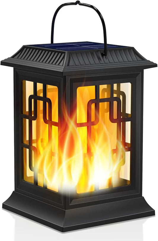 Woenergy Solar Lanterns Outdoor Waterproof, Hanging Solar Lights for Outside Black Hanging Solar Powered Lantern Decorative for Garden Yard Patio, 1 Pack