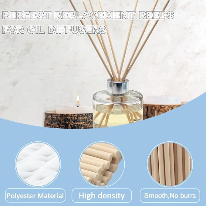 Reed Diffuser Sticks - 3mm Rattan Fiber Sticks for Essential Oil Aroma Diffuser, Long-Lasting Aroma Diffuser Replacement Sticks (100 Count), White