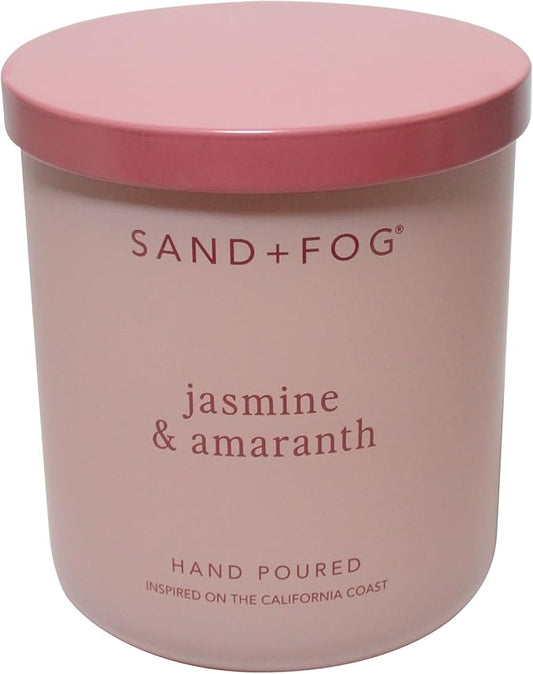 Sand + Fog Scented Candle - Jasmine Amaranth – Additional Scents and Sizes – 100% Cotton Lead-Free Wick - Luxury Air Freshening Jar Candles - Perfect Home Decor – 10oz