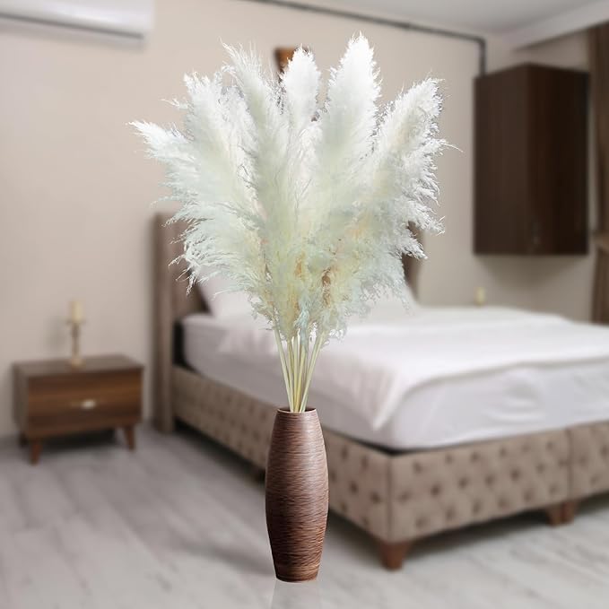 10pcs 46'' White Pampas Grass Tall Decor - Pompas Floral, Tall Pampas Grass for Floor Vases, Living Room Floor, Floor Plants, Plumas para, and Grass Wall Decor