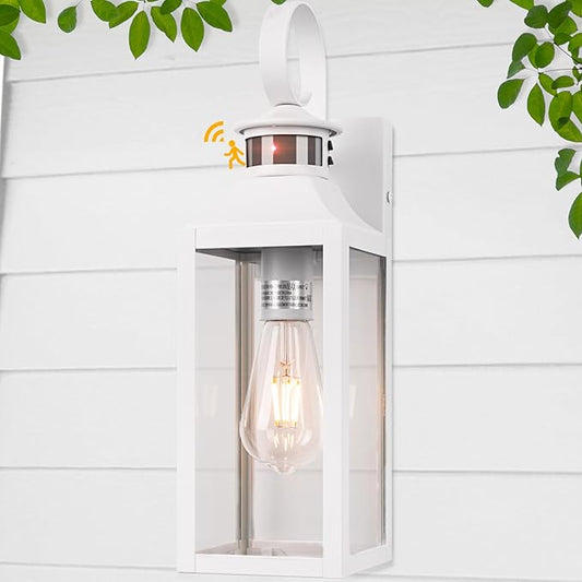 Motion Sensor Outdoor Wall Lights, 16" Dusk to Dawn Outdoor Lighting, Exterior Wall Sconce Waterproof, Exterior Light Fixtures Wall Mount Porch Lanterns 3 Modes for House, Doorway, Garage, White