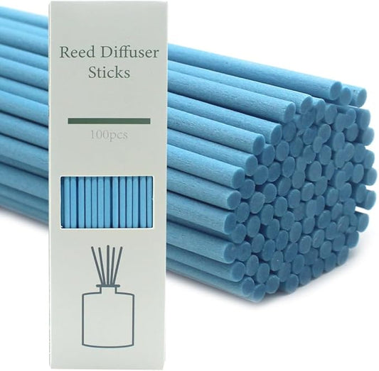 100PCS Aromatherapy Volatile Sticks，Reed Diffuser Sticks 3mm in Diameter, Rattan Wood Sticks Essential Oil Aroma Diffuser Sticks Refill Replacement for Aroma Fragrance (Blue, 10 in)