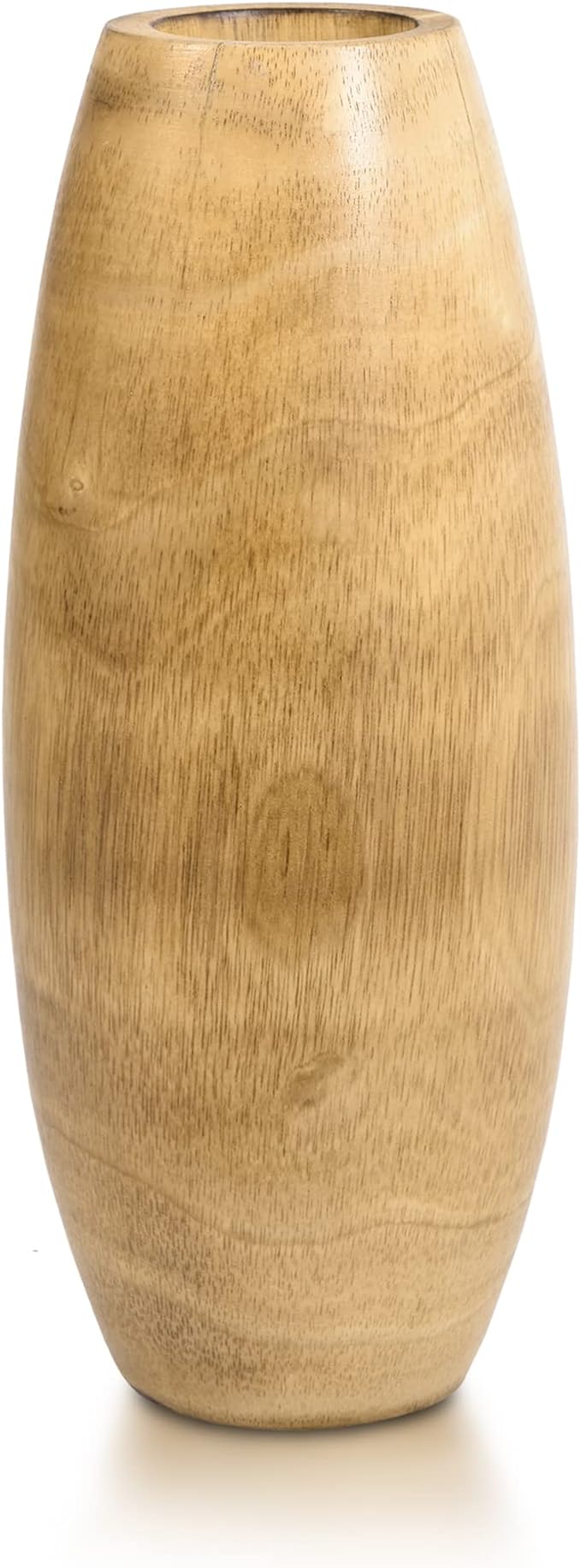 AeraVida 12-Inch Handcrafted Mango Wood Vase in Light Brown | Rustic Fall Flower Decor for Table or Entryway | Farmhouse Boho Accent for Dried Floral Arrangements