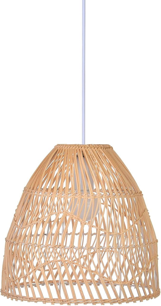 Arturesthome Rattan Pendant Light Fixture,Wicker Chandelier Boho Basket Ceiling Lighting,Natural Woven Hanging Lamp for Kitchen Island11.8 * 11.8"