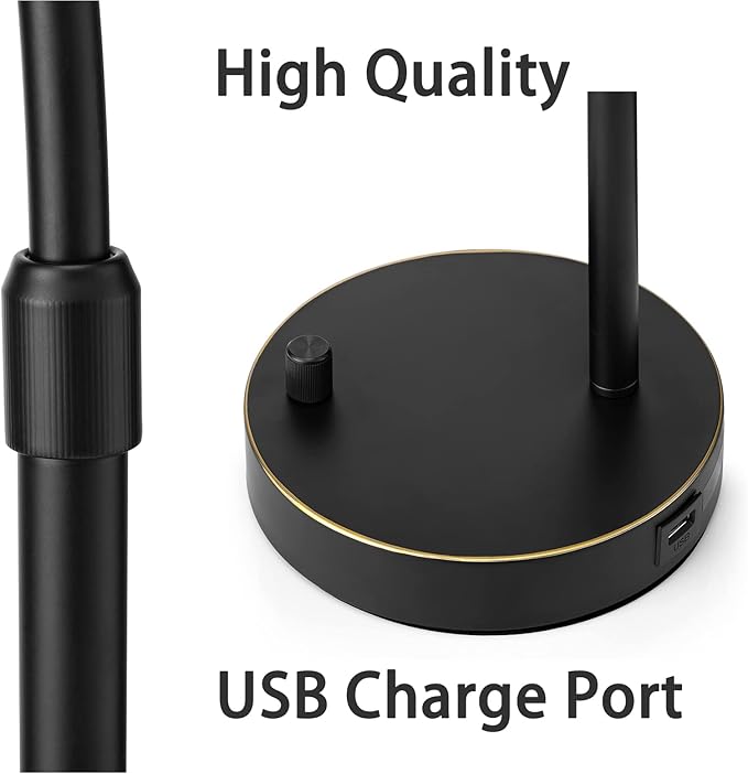 Handmade Woven Rattan Table Lamp with USB Port, Boho Bedside Lamp for Bedroom, Office & Nightstand, Full Metal Base with Two-Color Hand-Woven Rattan Shade