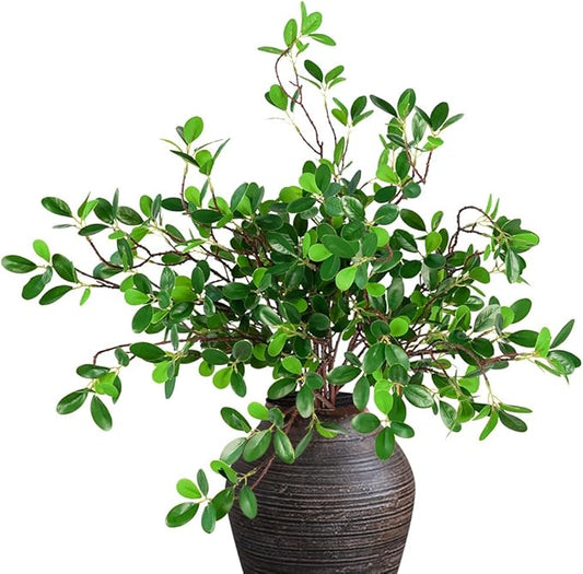 Srifoliage Artificial Plants Faux Greenery Eucalyptus Stems,Faux Branches for Vase Filler,Artificial Ficus Twig Branches Stems for Shop Garden Office Home Décor (6, Stems03)