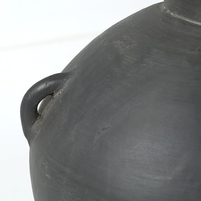 Approx.10 Earthy Gray Pottery Vase with Three Decorative Hooks