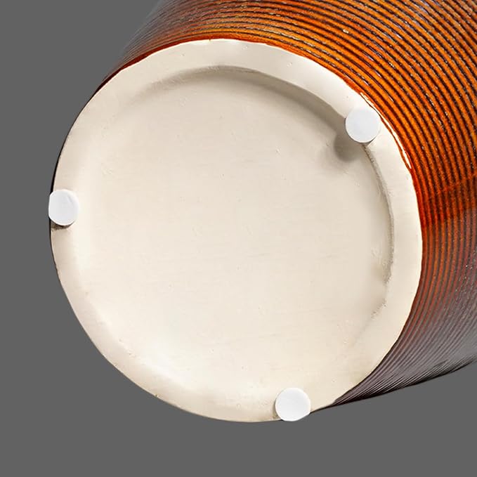 Wancetang Rustic Farmhouse Ceramic Vase - 11 Inch Large Brown Pottery Vases Home Decor, Glazed Textured Decorative Vase for Pampas Grass, Console, Entryway Table Decor, Mantle, Kitchen Centerpieces