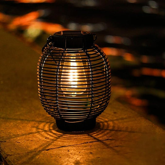 TOSTOOIRX Solar Lanterns Outdoor Waterproof Rattan Solar Lights for Outside Garden Decor Mothers Day Gifts Hanging Lanterns Decoration Outside for Yard, Backyard, Patio Porch, Pathway，Black