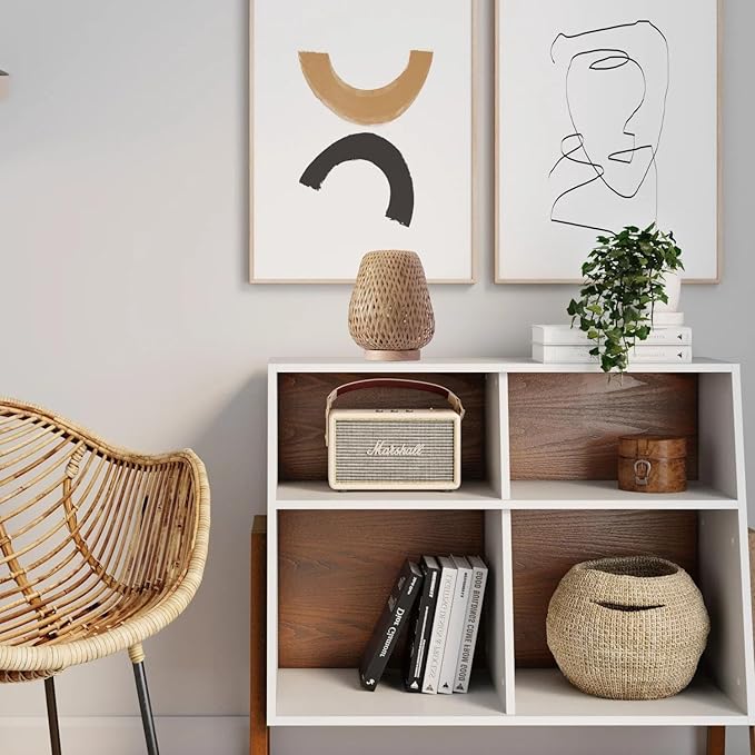 Boho Style Rattan Table Lamp,Dimmable Bamboo Desk Lamp,Green Bamboo