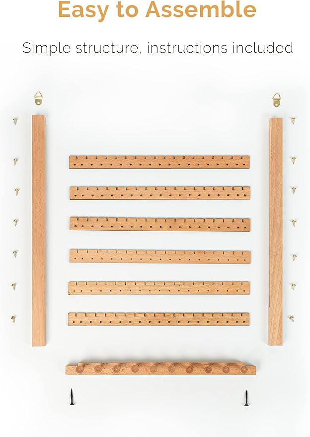 Mymazn Beech Earring Wall Holder Hanging Jewelry Organizer Assembly Display Wall Mount Organizer for Necklaces Rings Scrunchies