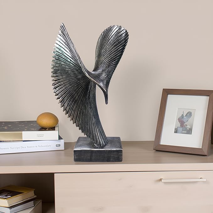 LAIKEARTS Modern Abstract Eagle Decorative Sculpture, Dining Living Room Desk Decor,Geometric Home Decor Statues,Shelf Top Decor Aesthetics, Coffee Tables or Office Shelves（Bronze Colored）