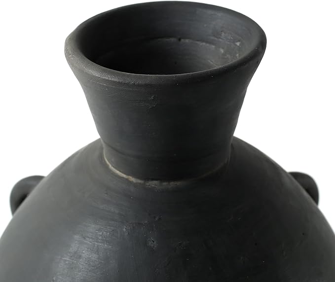 Approx.10 Earthy Gray Pottery Vase with Three Decorative Hooks