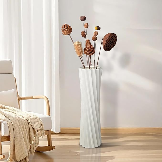 GDSZJLJ White Ceramic Tall Floor Vase,22.8 Inch Home Decor,Large Decorative Floor Vase for Centerpiece,Living Room,Bedrooms and Other Spaces,Pampas Grass Vases for Pal, Beloved and Family