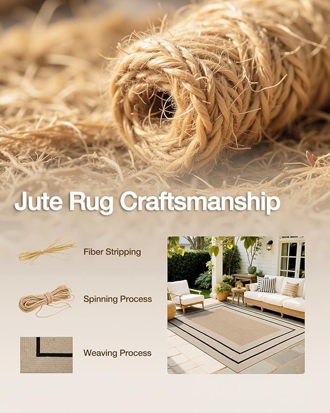 LUMI Jute Area Rug 5x8 for Living Room, Natural Handwoven Rugs Non Slip, Farmhouse Braided Carpets No Shedding for High Traffic, Dining Room, Indoor, Outdoor, Patio