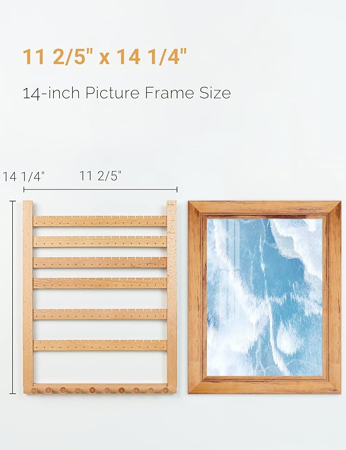 Mymazn Beech Earring Wall Holder Hanging Jewelry Organizer Assembly Display Wall Mount Organizer for Necklaces Rings Scrunchies
