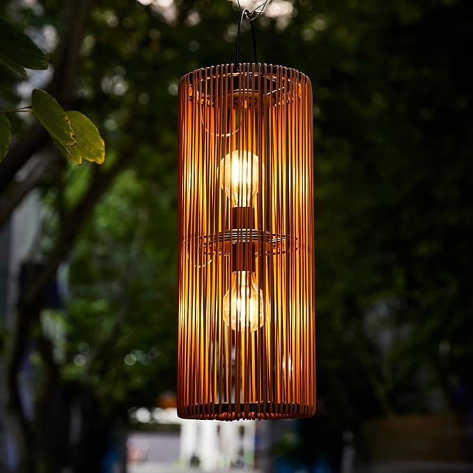 Solar Lanterns Outdoor Hanging Lantern Warm White Light Edison Style Bulb Yard Garden Wedding Home Parties Patio Decoration Waterproof Outdoor Floor Lamp Brown