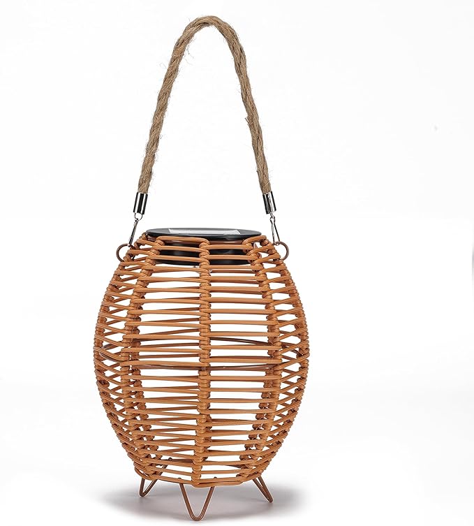 MYCRLIFE Outdoor Rattan Lanterns, Decorative Hanging Lights for Patio Garden Backyard （Two Pack）(Style 3)