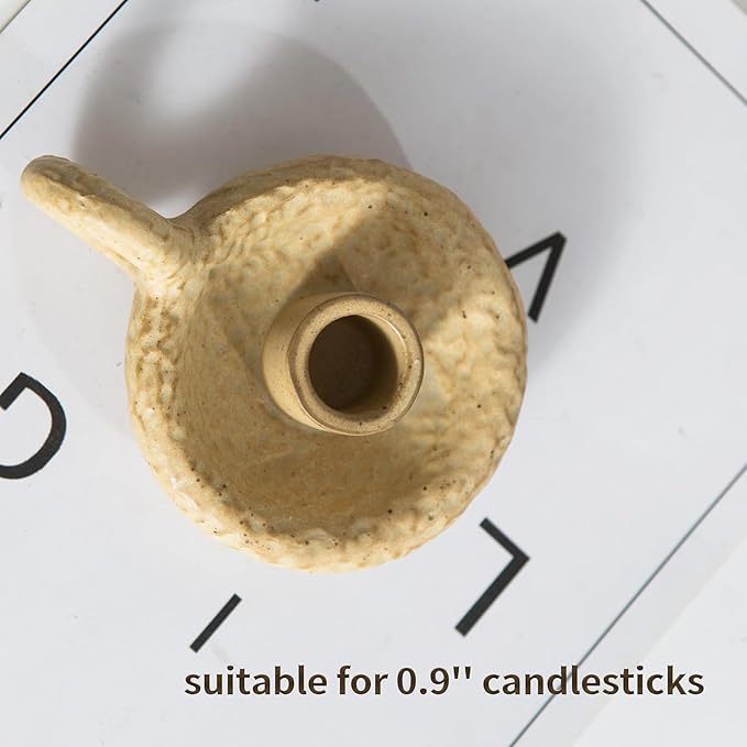 Ceramic Candle Holders, Candlestick Holder with Handle Vintage for Spell Candles and Taper Candles, Candlelight Stand for Home Dining Table Centerpieces, Weddings, Christmas, and Parties