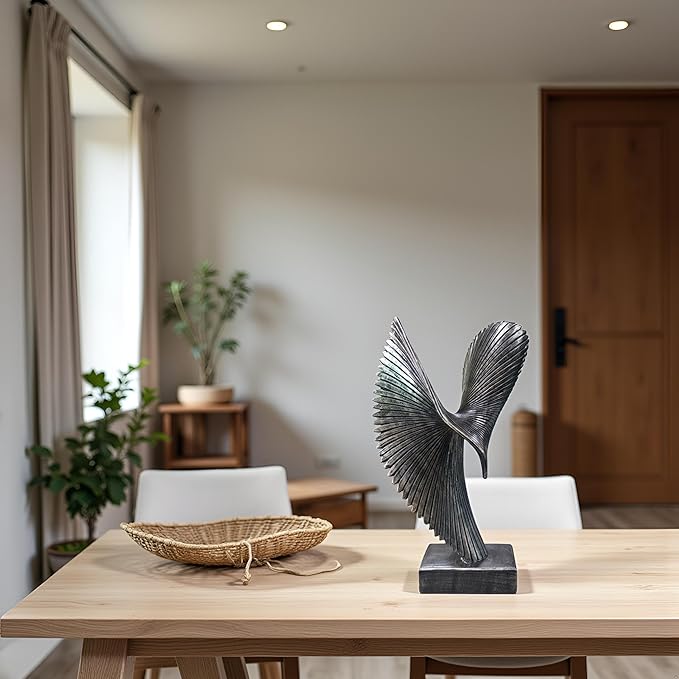 LAIKEARTS Modern Abstract Eagle Decorative Sculpture, Dining Living Room Desk Decor,Geometric Home Decor Statues,Shelf Top Decor Aesthetics, Coffee Tables or Office Shelves（Bronze Colored）