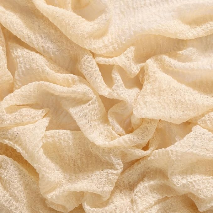 Socomi 6pcs Beige Cheesecloth Table Runner Fall Thanksgiving Gauze 120 Inch Rustic Boho Cheese Cloth Runner for Wedding Party Baby Bridal Shower Centerpiece Decoration Holiday Home Decorations