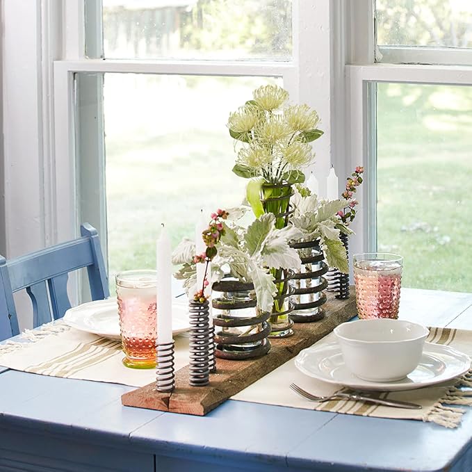 Briful 6PCS Artificial Chrysanthemum Spring Flowers 4'' Fake Pincushion Flower Large Spider Mums Flowers for Home Vase Décor Centerpiece Wedding Bouquet (Green White)