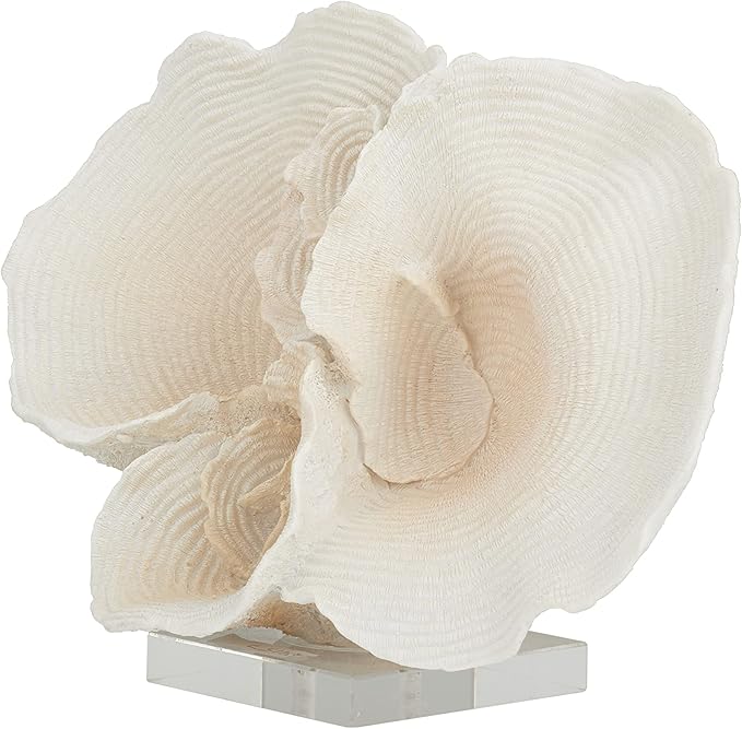 Deco 79 Polystone Coral Decorative Sculpture Home Decor Statue, Accent Figurine 13" x 6" x 9", White