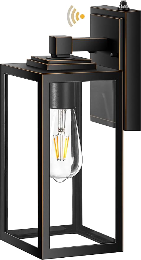 VIANIS Dusk to Dawn Outdoor Wall Light, Large Exterior Garage Light Fixtures Wall Mount, Modern Front Porch Lanterns Wall Sconce Lighting, Anti-Rust Waterproof Outside House Lights for Coach Home