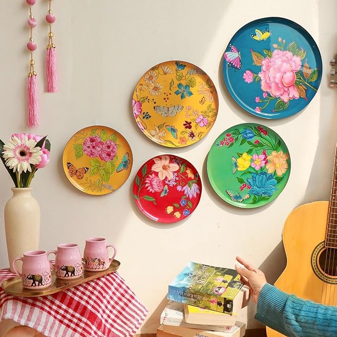 RITUALISTIC Pushpam Wall Plates Set of 5 | Wall Arts For Home Decoration, Living Room, Bedroom, Office Decor, Cafe, Restaurant | Aesthetic Room Decor Items | Christmas gifts