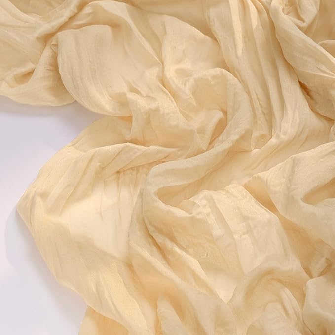 Socomi 6pcs Gold Champagne Cheesecloth Table Runner Fall Thanksgiving Boho Rustic Gauze 120 inch 10FT Cheese Cloth Runner for Wedding Party Baby Shower Birthday Home Decor Holiday Decorations