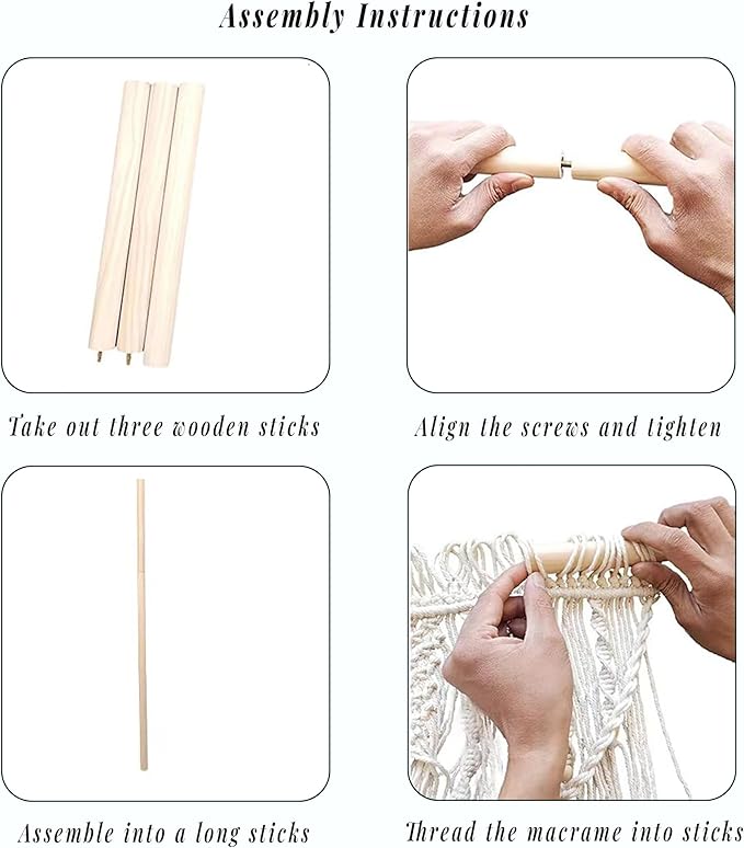 oiikain Large Handmade Boho Macrame Wall Hanging Tapestry - Chic Bohemian Woven Home Decor art for Living Room, Bedroom, and Wedding Parties (Beige, Large Sigle Triangle)